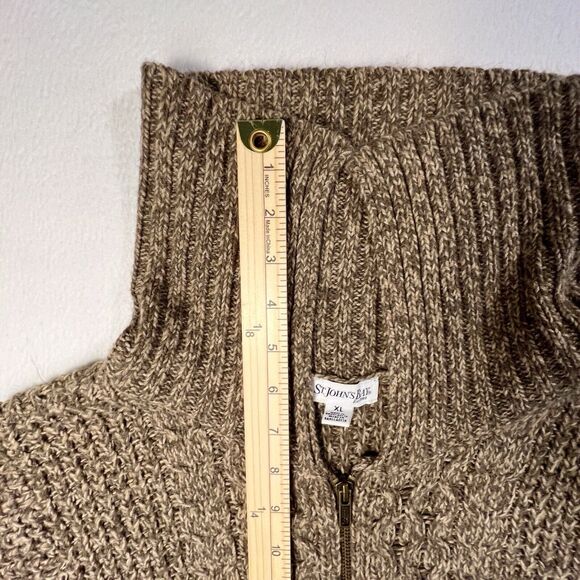 St. John's Bay Women's Knit Sweater Size XL Chunky Zip Front Long Sleeves Brown - Picture 8 of 13